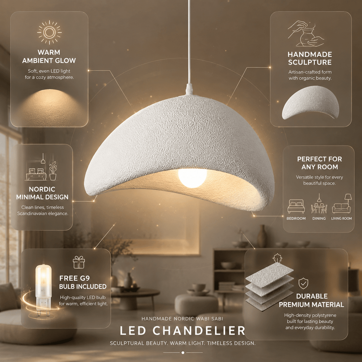 Zenith Glow | Modern LED Chandelier | Nordic Design & Handmade Quality - Garalato